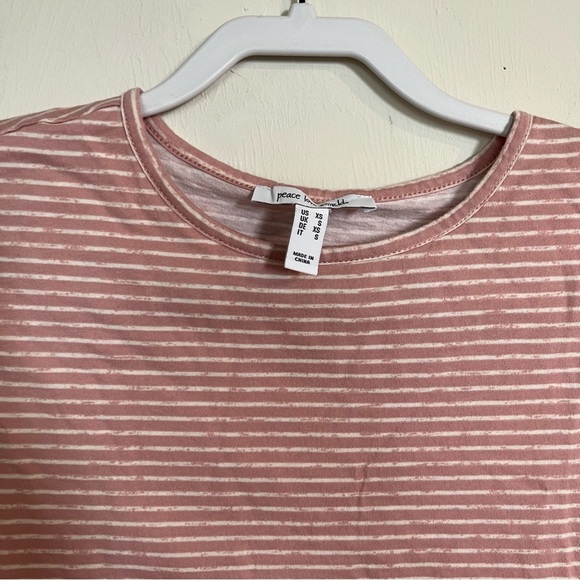 Peace Love World The Frankie Stripe Tee Dusty Rose XS - Picture 4 of 8